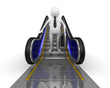 Photo: businessman on escalator. Isolated 3D image businessman on escalator. Isolated 3D image