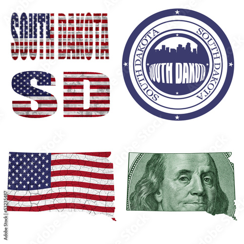 Illustration: South Dakota state collage South Dakota state collage