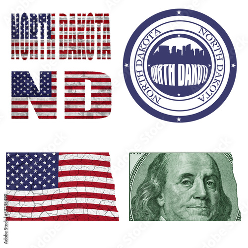 Illustration: North Dakota state collage North Dakota state collage
