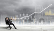 Photo: Businessman pulling graph Businessman pulling graph
