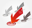 Four colored red and grey paper arrows with place for your own t