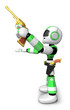 3D Green Robot cowboy the left hand guides and the right hand is