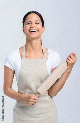Photo: Baker pastry chef with rolling pin Baker pastry chef with rolling pin