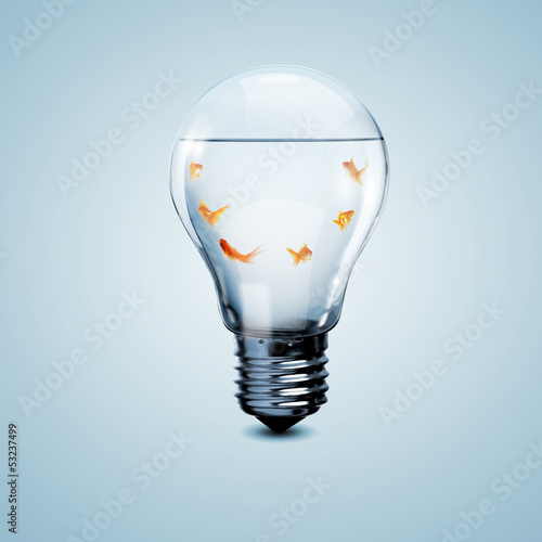 Photo: Gold fish inside an electric bulb Gold fish inside an electric bulb