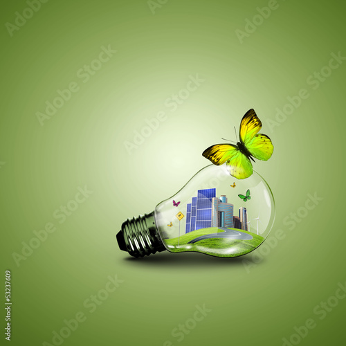Photo: Electric light bulb and a plant inside it Electric light bulb and a plant inside it