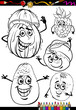 cartoon fruits set for coloring book