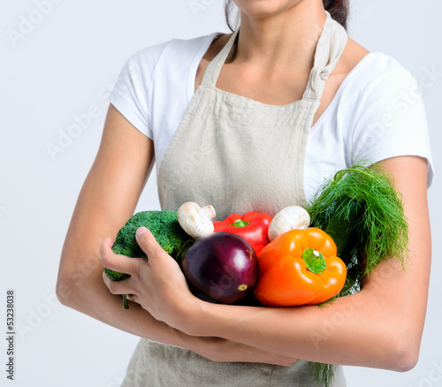 Photo: Happy healthy woman with vegetables Happy healthy woman with vegetables