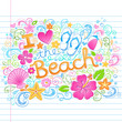 I Love the Beach Summer Vacation Sketchy Doodles