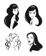 Woman faces vector set