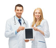 young doctors showing tablet pc
