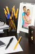 White Photo Frame On Office De...