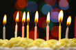 Happy birthday cake, on black background