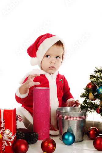 Photo: surprised little santa girl surprised little santa girl