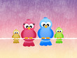 family of birds on the wire