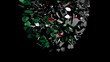 Algeria flag sphere converging animation