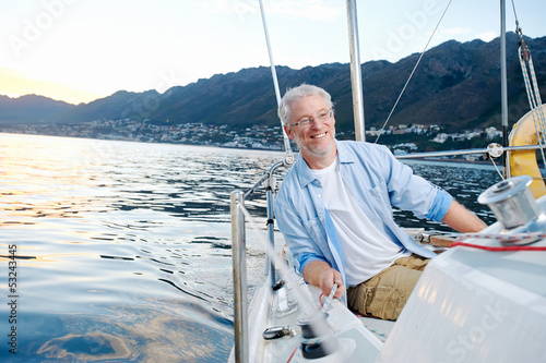 Photo: happy sailing man boat happy sailing man boat