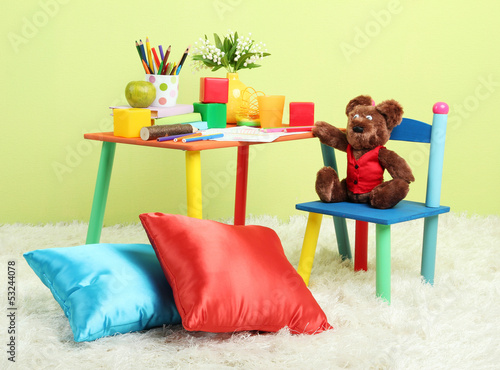 Photo: Modern child's room with equipment and toys Modern child's room with equipment and toys