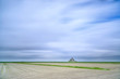 Mont Saint Michel monastery landmark and field. Normandy, France