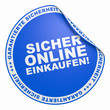 Illustration: 3D Aufkleber Blau - Sicher online einkaufen! 3D Aufkleber Blau - Sicher online einkaufen!