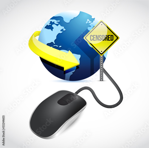 Illustration: censored connection concept sign and mouse censored connection concept sign and mouse
