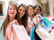 Happy group of shopping friends