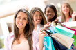 Group of shopping girls