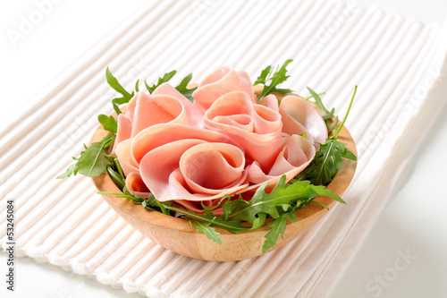 Photo: Rocket salad and sliced ham Rocket salad and sliced ham