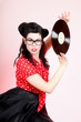 Photo: phonography analogue record Girl pin-up retro phonography analogue record Girl pin-up retro