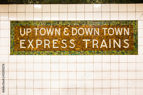 Photo: Tiled New York City subway train sign Tiled New York City subway train sign
