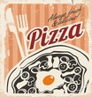Vintage pizza poster on old paper texture