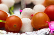 Mozzarella cheese and tomato canape snack