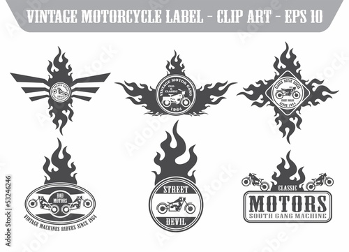 Vector: chopper motorbike label set chopper motorbike label set