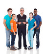 high school teacher and students