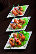 Nutritious appetizers of salmon in dishes