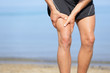 Photo: Muscle injury. Man with sprain thigh muscles Muscle injury. Man with sprain thigh muscles