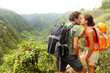 Photo: Couple in love kissing while hiking on Hawaii Couple in love kissing while hiking on Hawaii