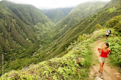 Photo: Hiking people on Hawaii, Waihee ridge trail, Maui Hiking people on Hawaii, Waihee ridge trail, Maui