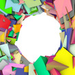 Illustration: circular abstract rainbow color spiked shape on white circular abstract rainbow color spiked shape on white
