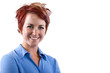 redhead woman in composition with textspace