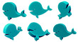 Toy whale 3d set isolated on white