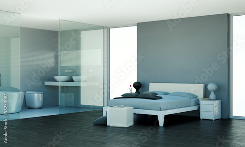 Illustration: Schlafzimmer mit Bad Schlafzimmer mit Bad