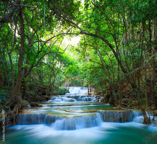 Fototapeta Deep forest Waterfall in Kanchanaburi, Thailand