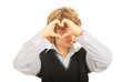 Teen boy shape heart on his eye