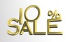 3d letters forming ten percent symbol and the word sale