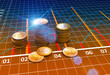 Financial business charts and coins