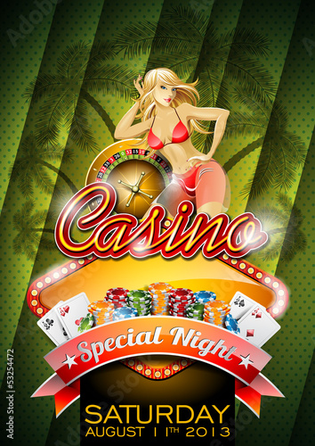 Vector: Vector illustration on a casino theme with sexy girl. Vector illustration on a casino theme with sexy girl.