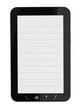 Tablet computer with notebook page and food icons