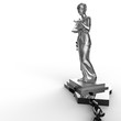 Themis statue and handcuffs over white background