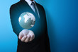  earth globe in his hands