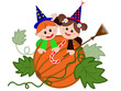 Children on the pumpkin